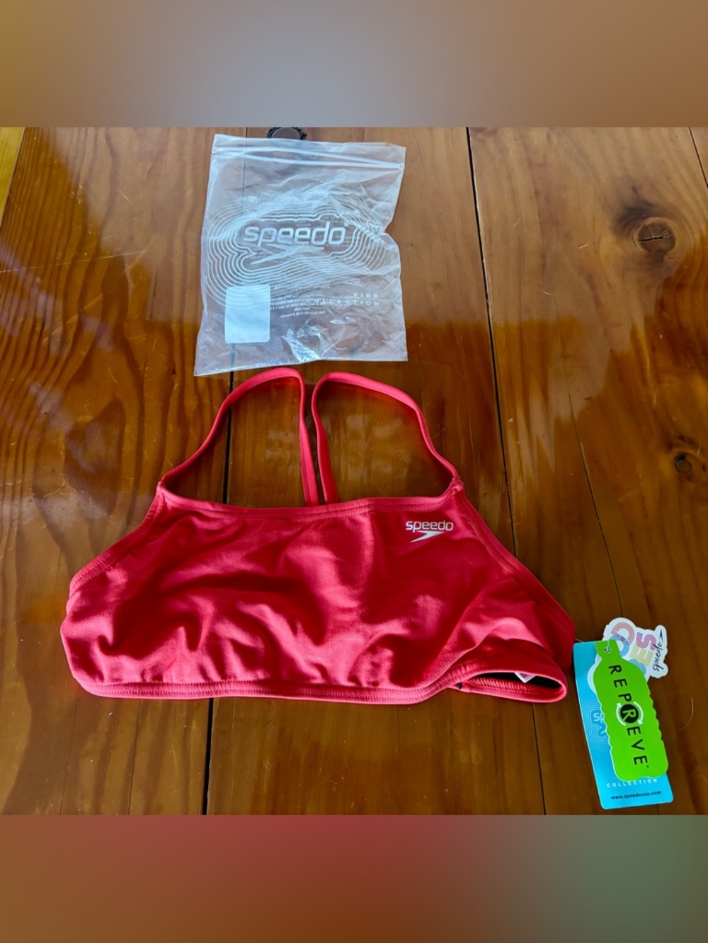 Speedo Kids Red Racerback Swim Crop Top